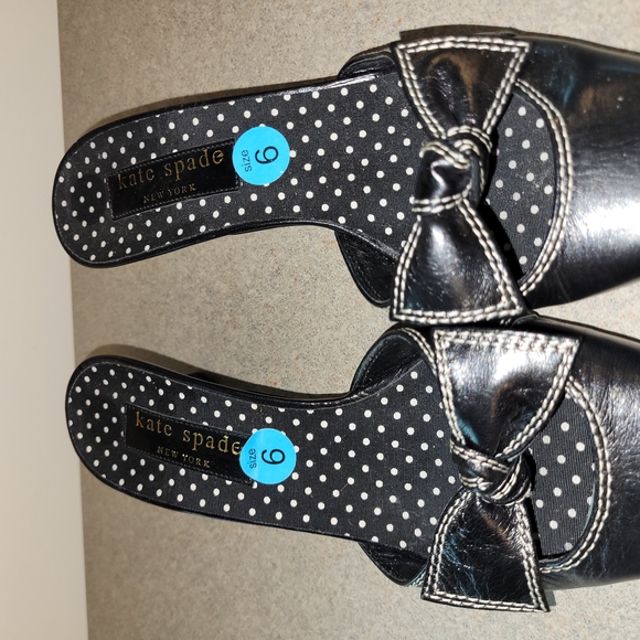 🐞Kate Spade Black Kitten Heel Slide In Shoes - Picture 2 of 5
